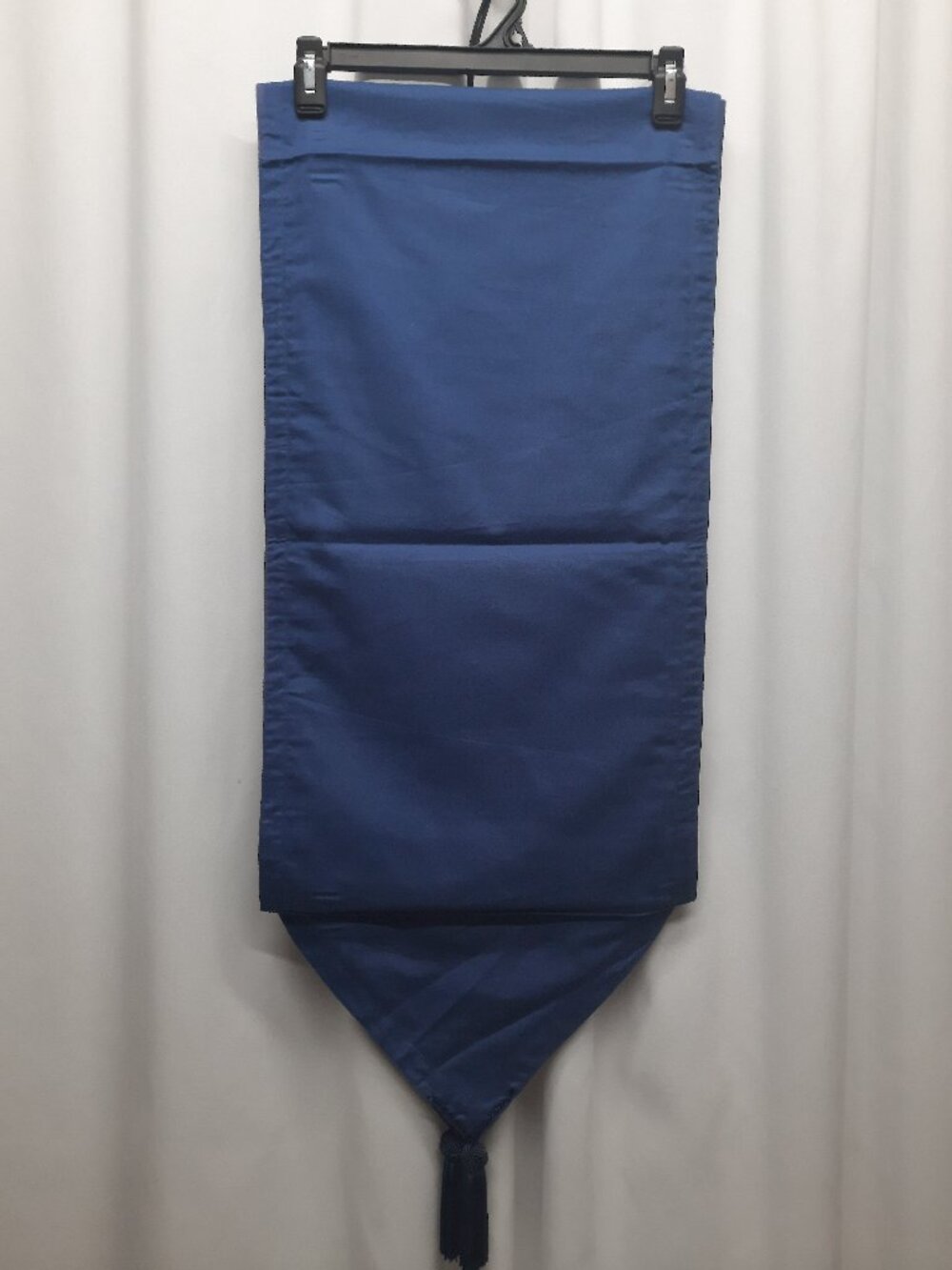 Crate & Barrel Chateau Silk Table Runner Indigo Blue 14x120 Tassels Luxury India